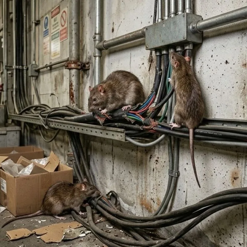 Riesgos por roedores: daño en cableado y contaminación